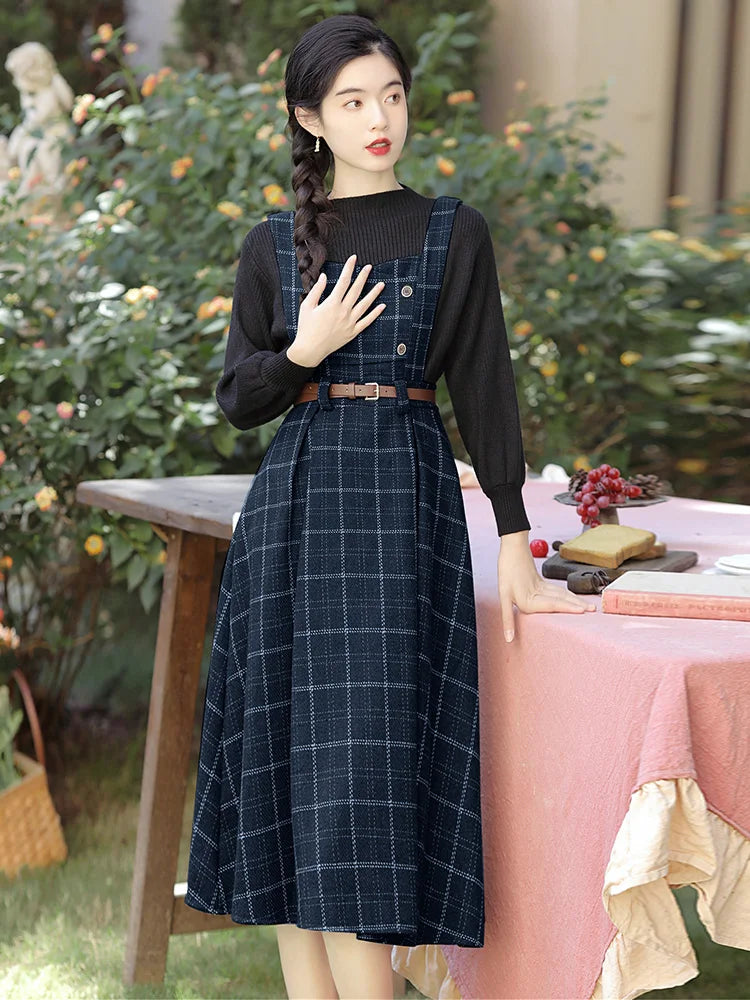 Fall Winter Plaid Dress