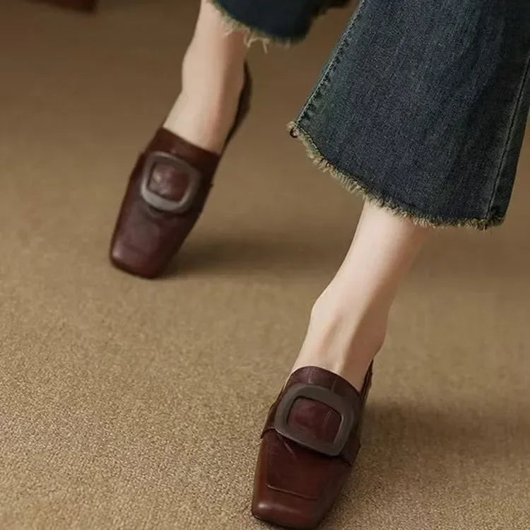 British Style Square Head Shoes