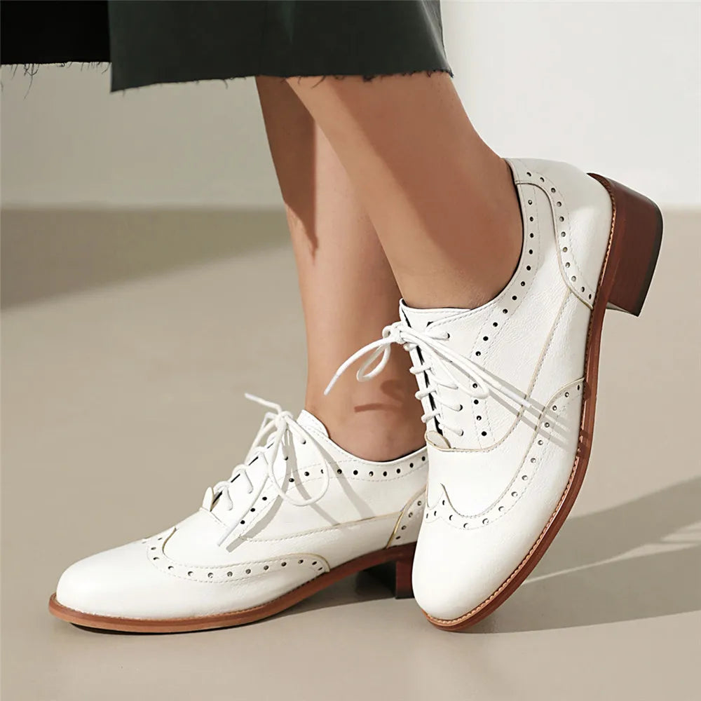 Vintage Style Casual Lace Up Brogue Shoes