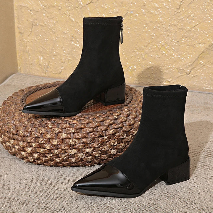 Pointed Toe Low Heel Boots