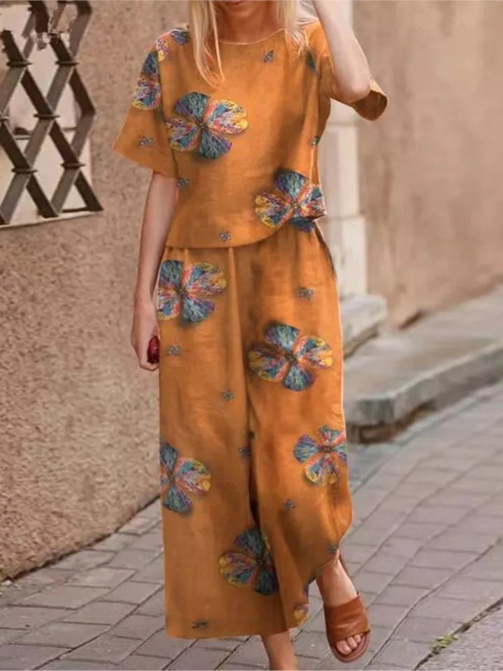 Linen Floral Two-piece Set