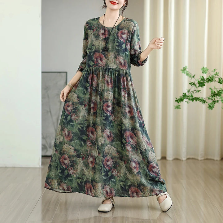 Retro Round Neck Women Dress
