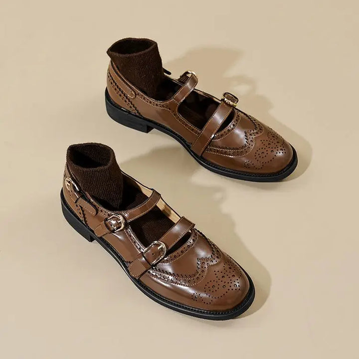 Round Toe Chunky Heel Shoes