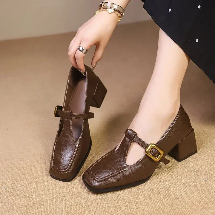 French Square Toe Mary Jane Shoes
