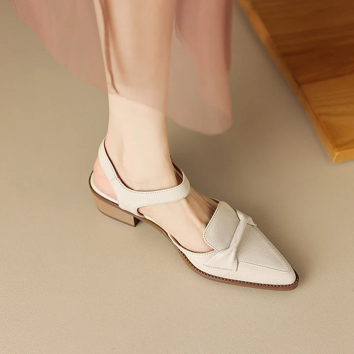 Large Headed Middle Heel Sandals