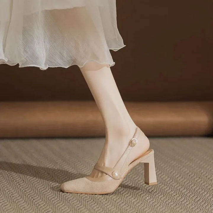 Vintage French Square Head Single Shoes