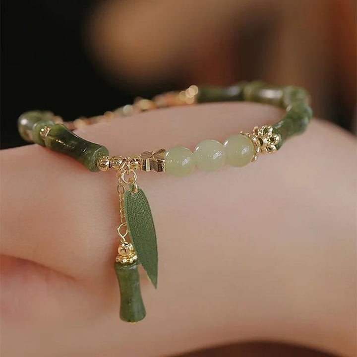 Green Bamboo Beaded Bracelet