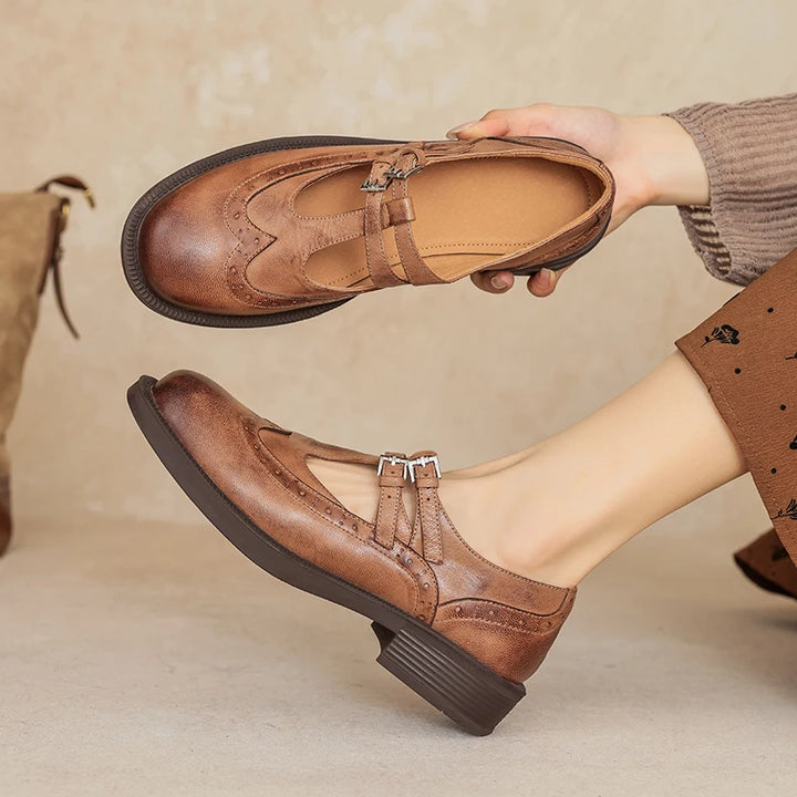 Ankle Strap Brogue Mary Janes Shoes