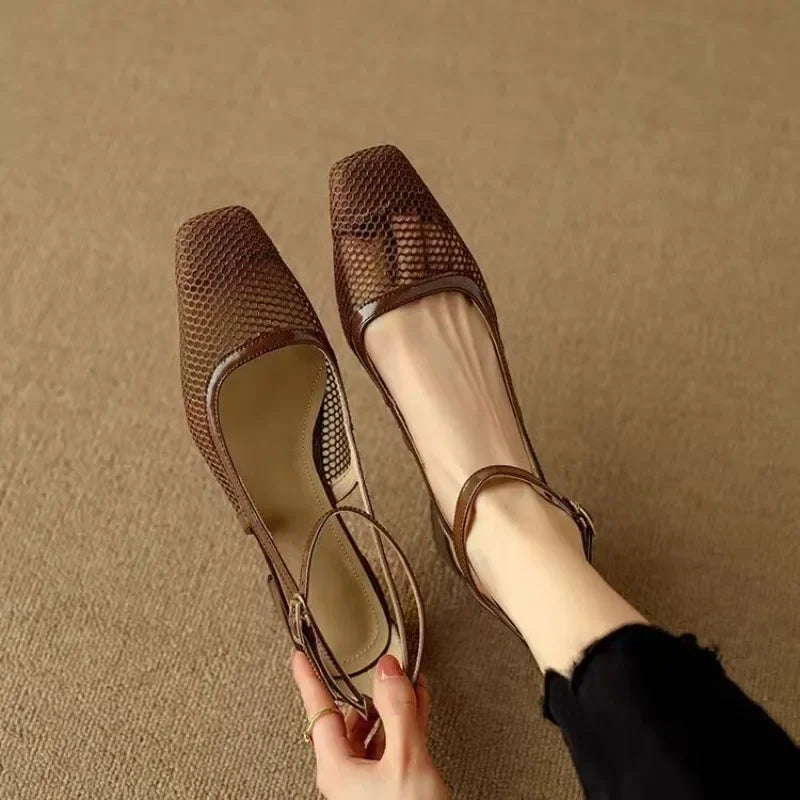 Square Toe Block Heel Sandals