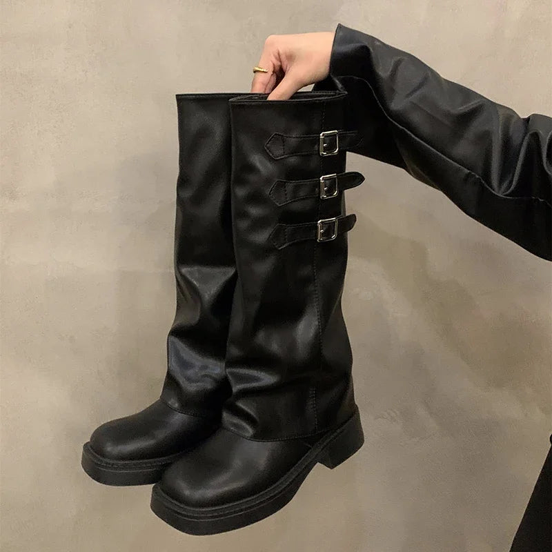 Retro Style Knee High Boots