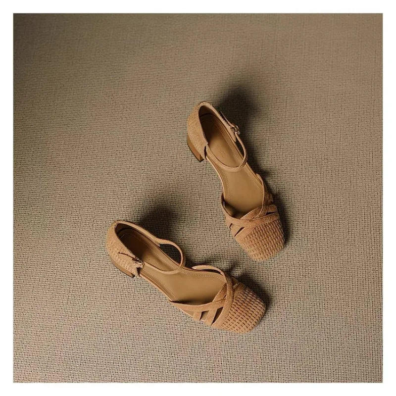 Retro One Strap Block Heel Shoes