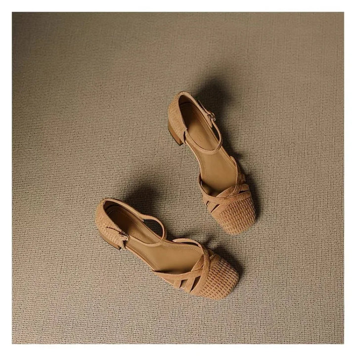 Retro One Strap Block Heel Shoes