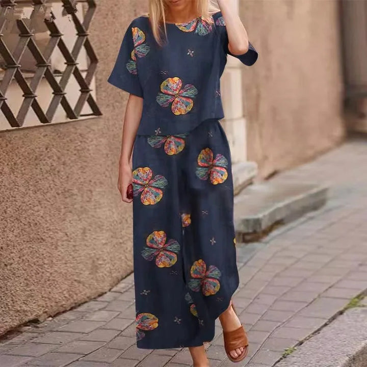 Linen Floral Two-piece Set
