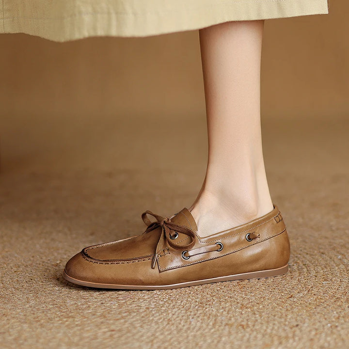Round Toe Retro Leather Loafers