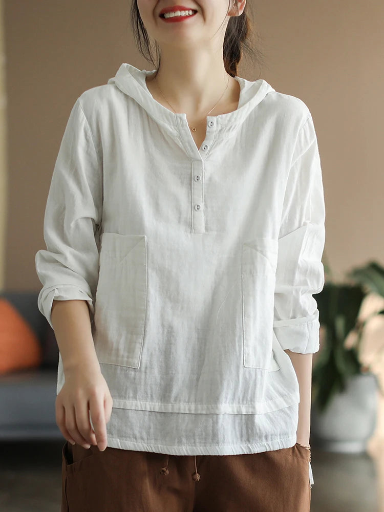 Linen Hooded Shirt
