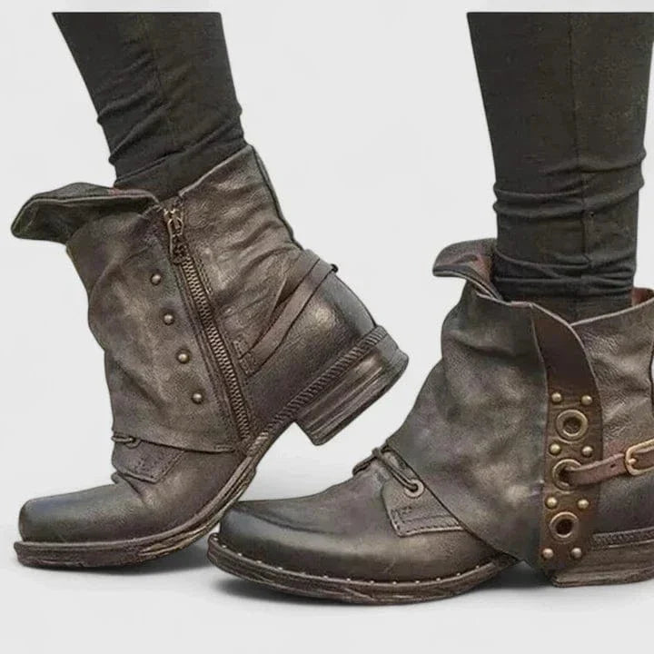 Zipped Rivet Boots
