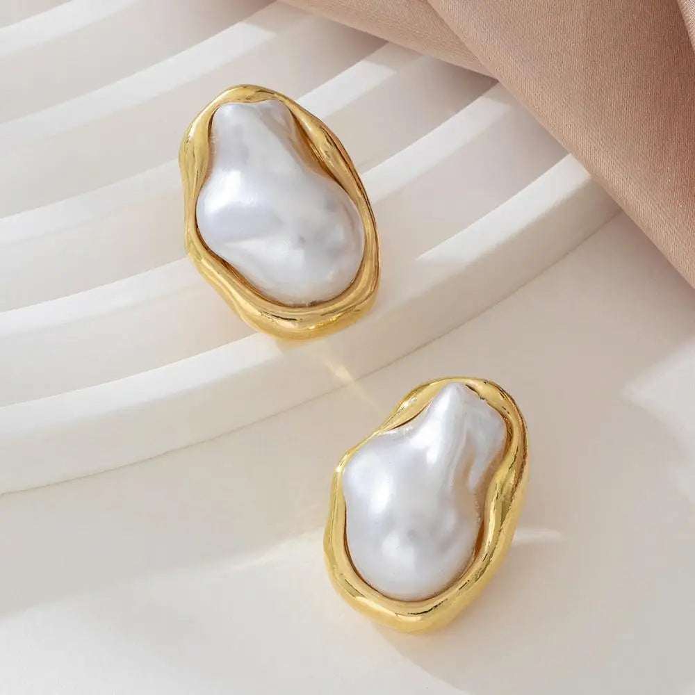 Baroque Pearl Stud Earrings for Women