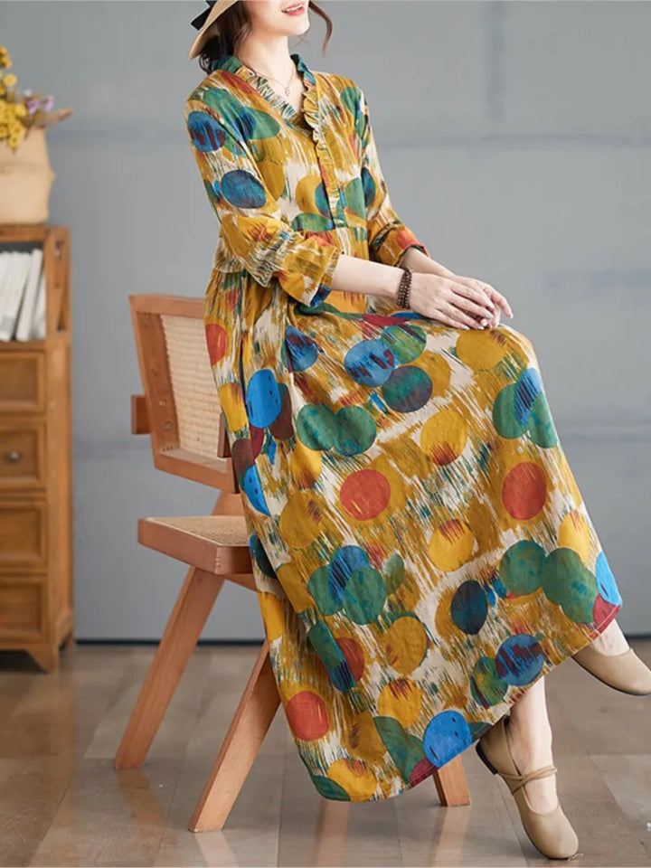 Oversized Autumn V-Neck Dress