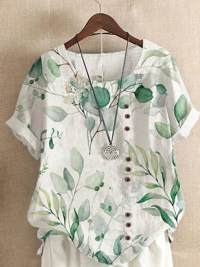 Retro White Printed Blouse