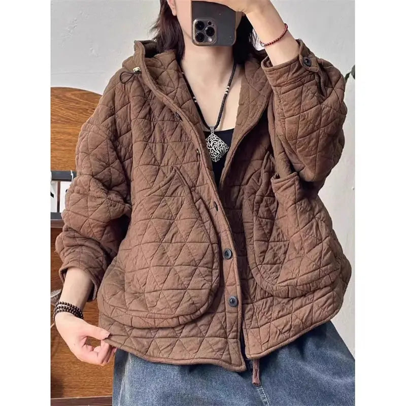 Loose Hooded Quilted Jacket