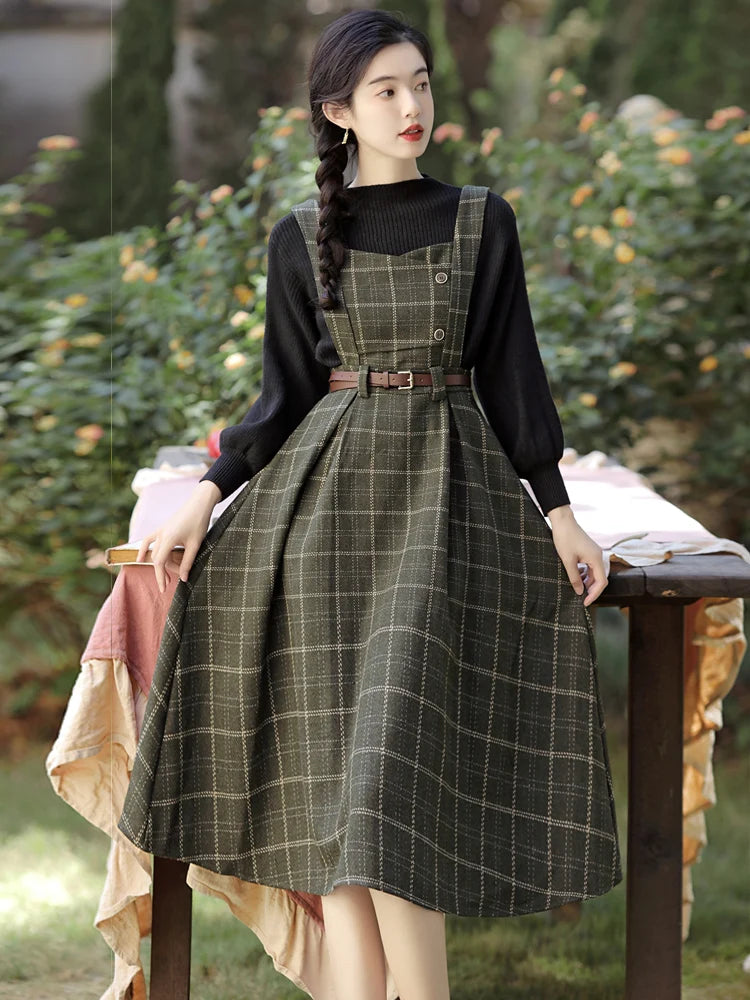 Fall Winter Plaid Dress