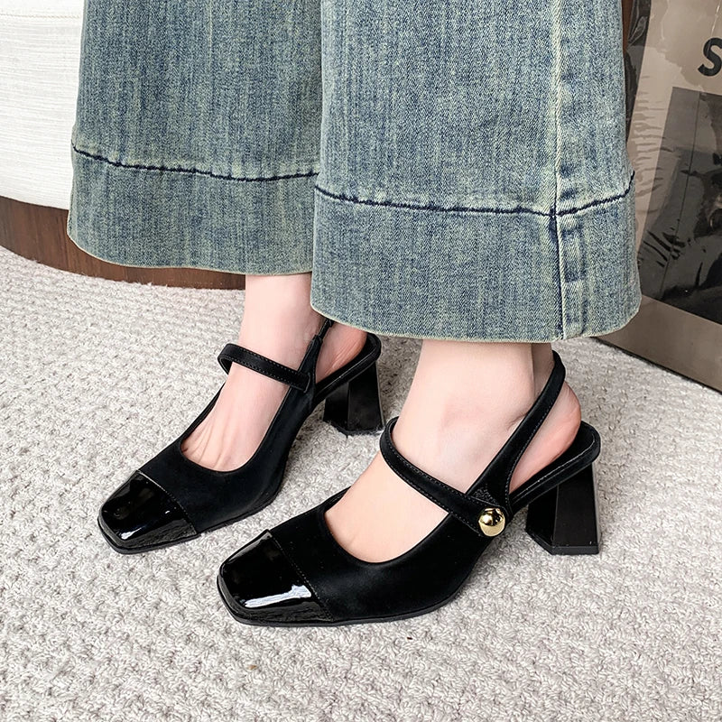 Square Heel Buckle Shoes
