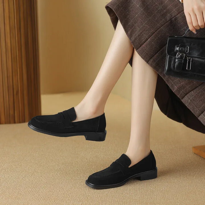 Round Toe Chunky Heel Loafers