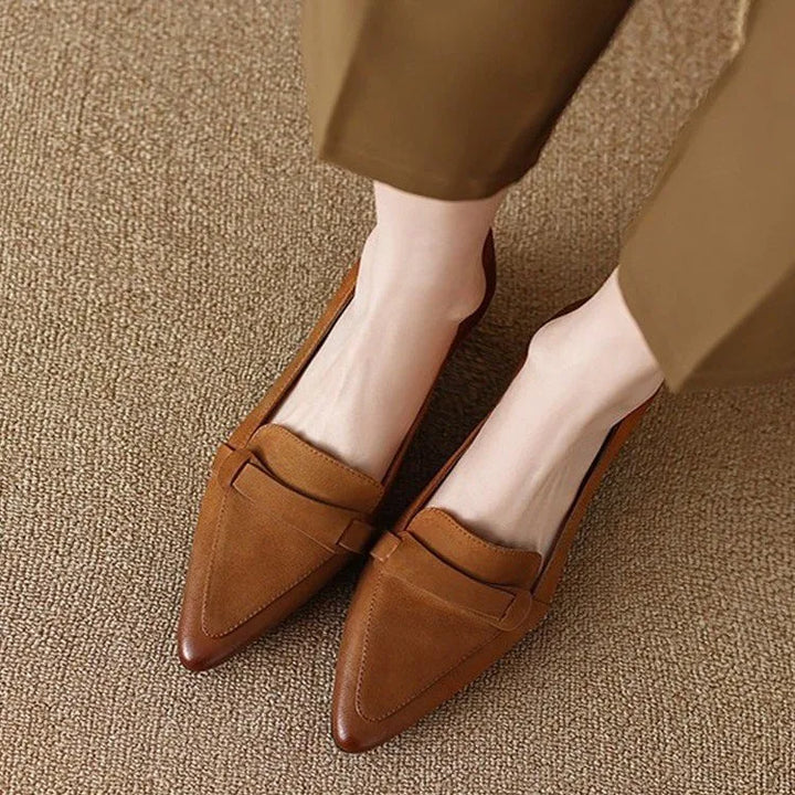 Pointy French Retro Mid-heel Loafers