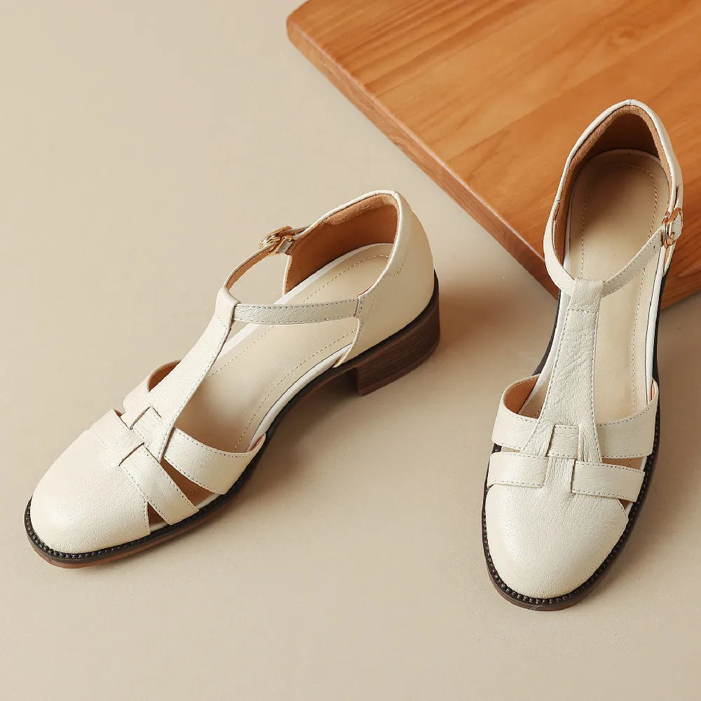 Narrow Band T-strap Flats