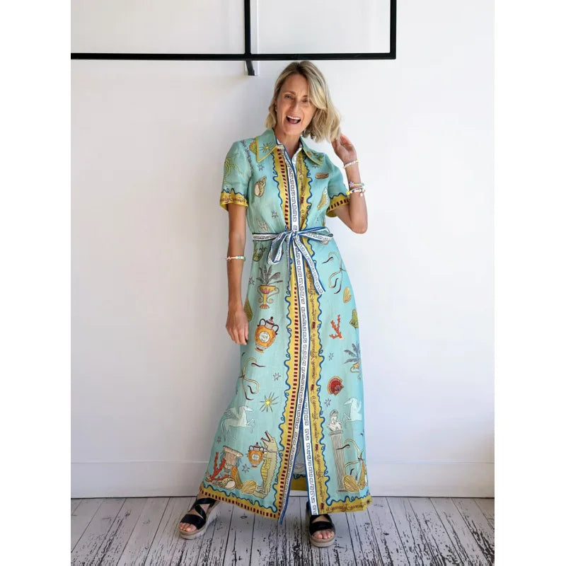 Linen Graffiti Dress