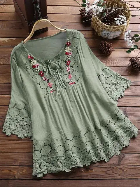 Flower V-neck Blouse
