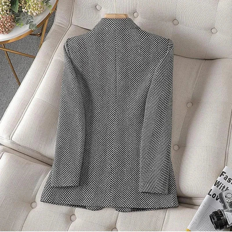 Women Stripe Formal Blazer
