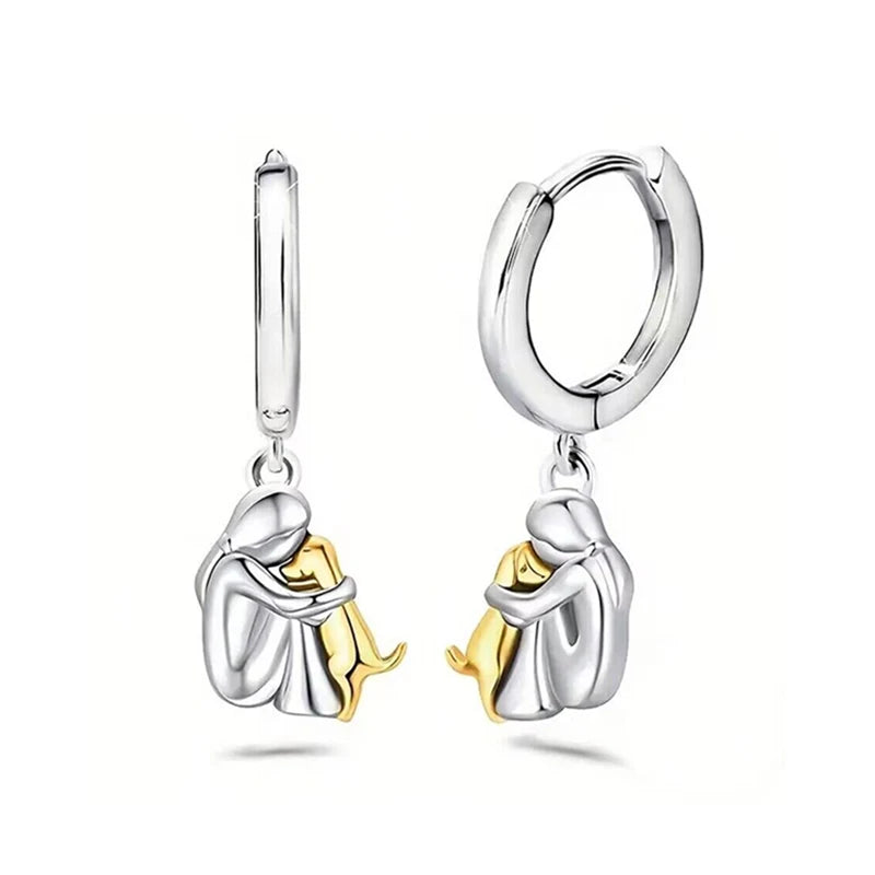 Two Tone Cute Dog Earrings