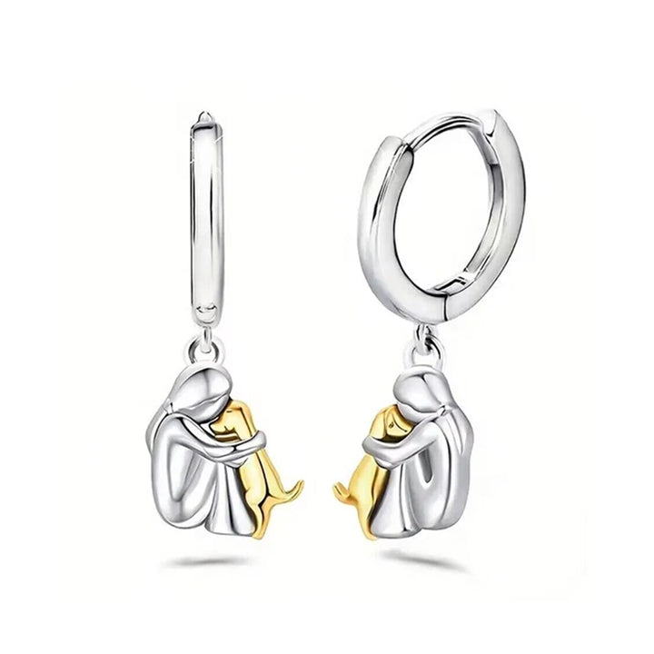 Two Tone Cute Dog Earrings