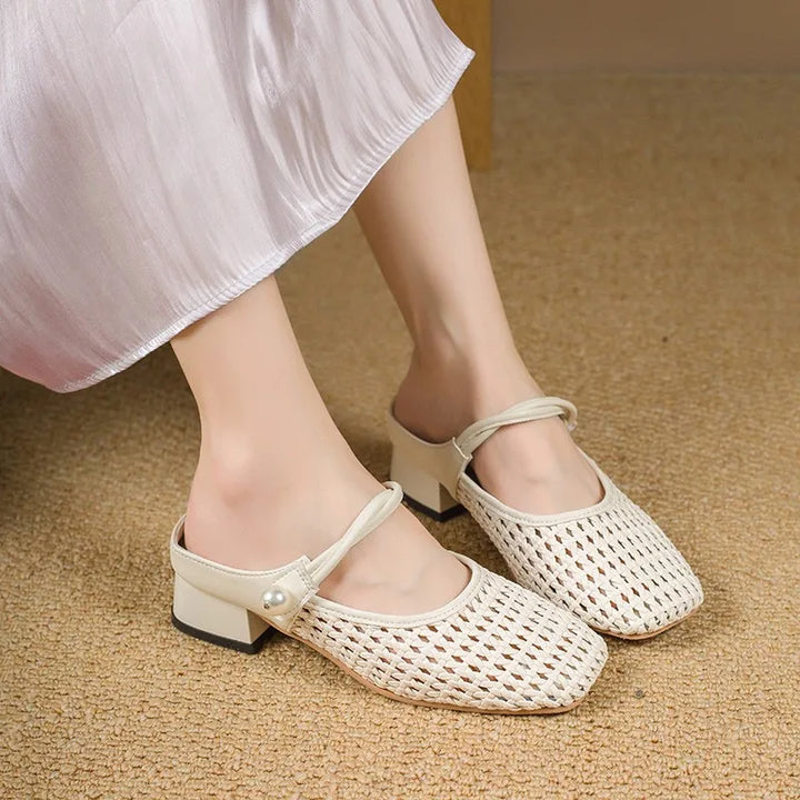 Square Toe Mid Heel Mules