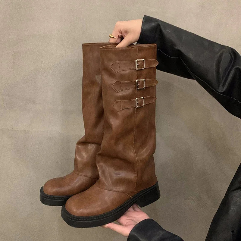 Retro Style Knee High Boots