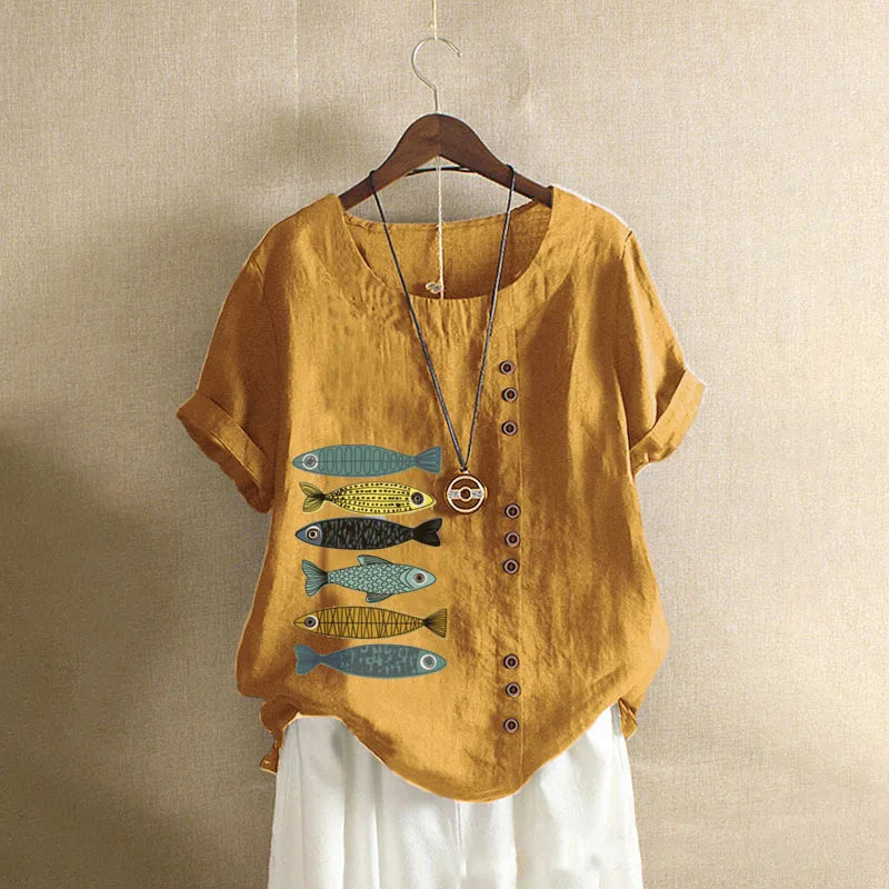 Button Printed T-shirt