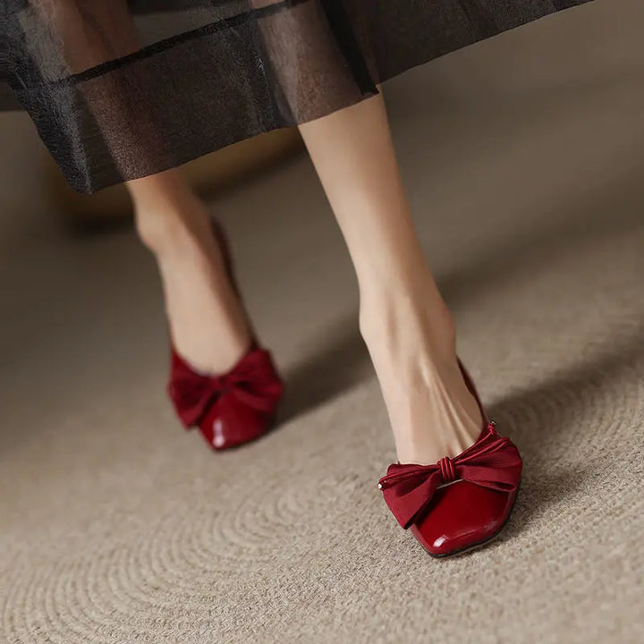 Low Heel Elegant Square Toe Shoes