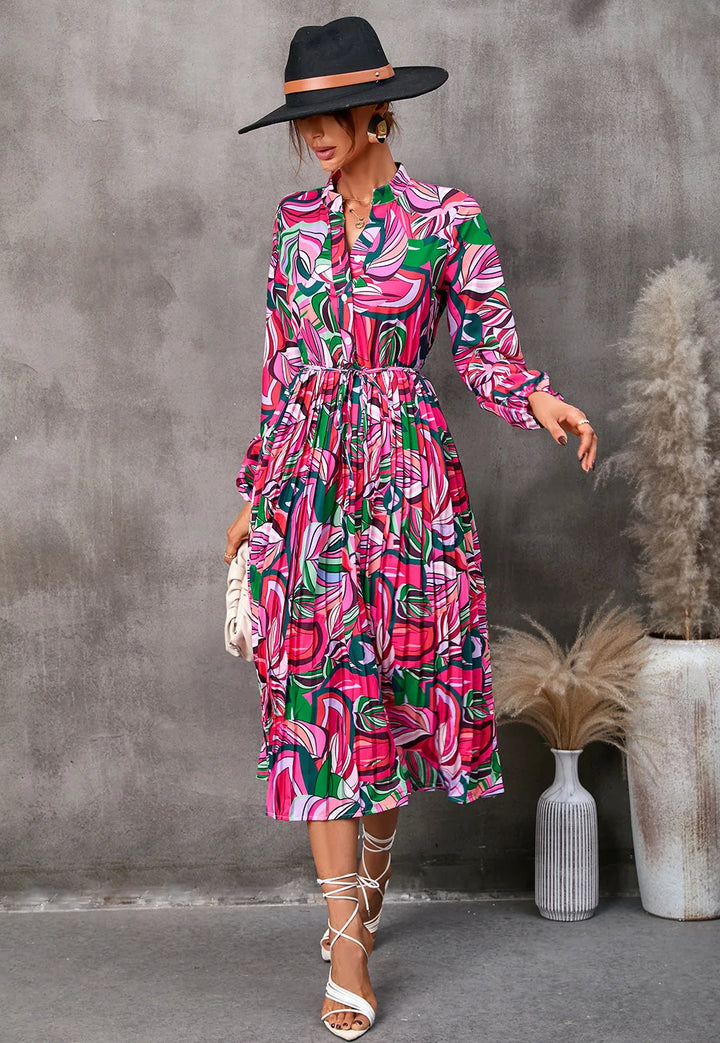 Lace Up Floral Dress