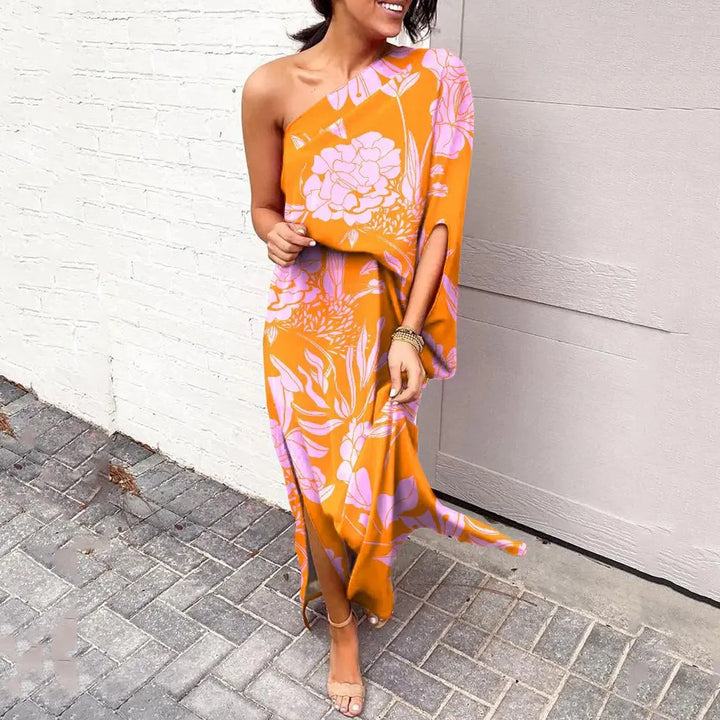One Shoulder Floral Dress