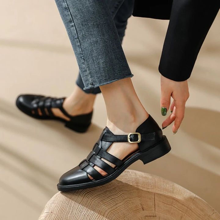 Round Toe Leather Sandals