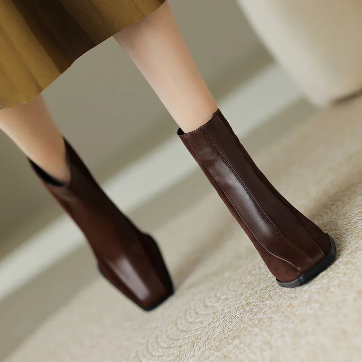 Vintage Square Toe Women Ankle Boots