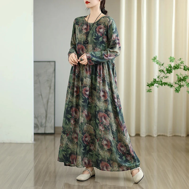 Retro Round Neck Women Dress