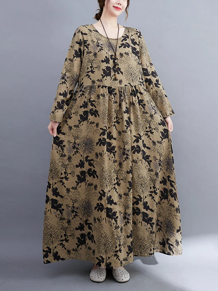 O-neck Vintage Dress