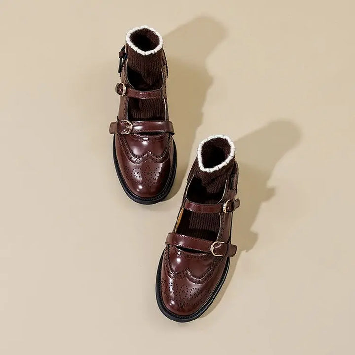 Round Toe Chunky Heel Shoes