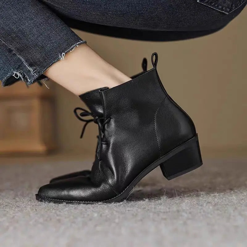 Ankle Pointed Toe Lace Up Boots
