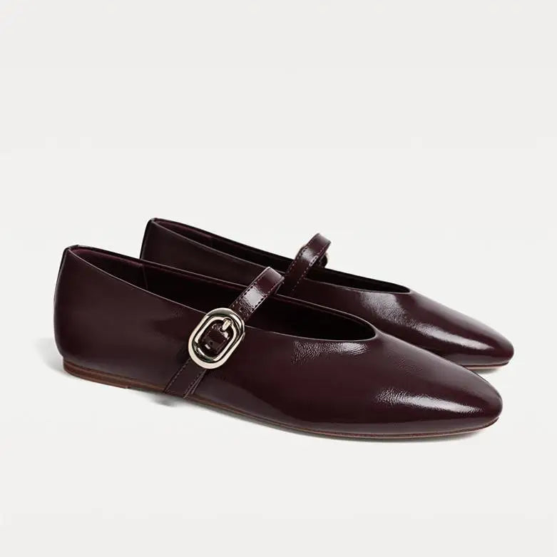 Red Buckle Strap Shoes