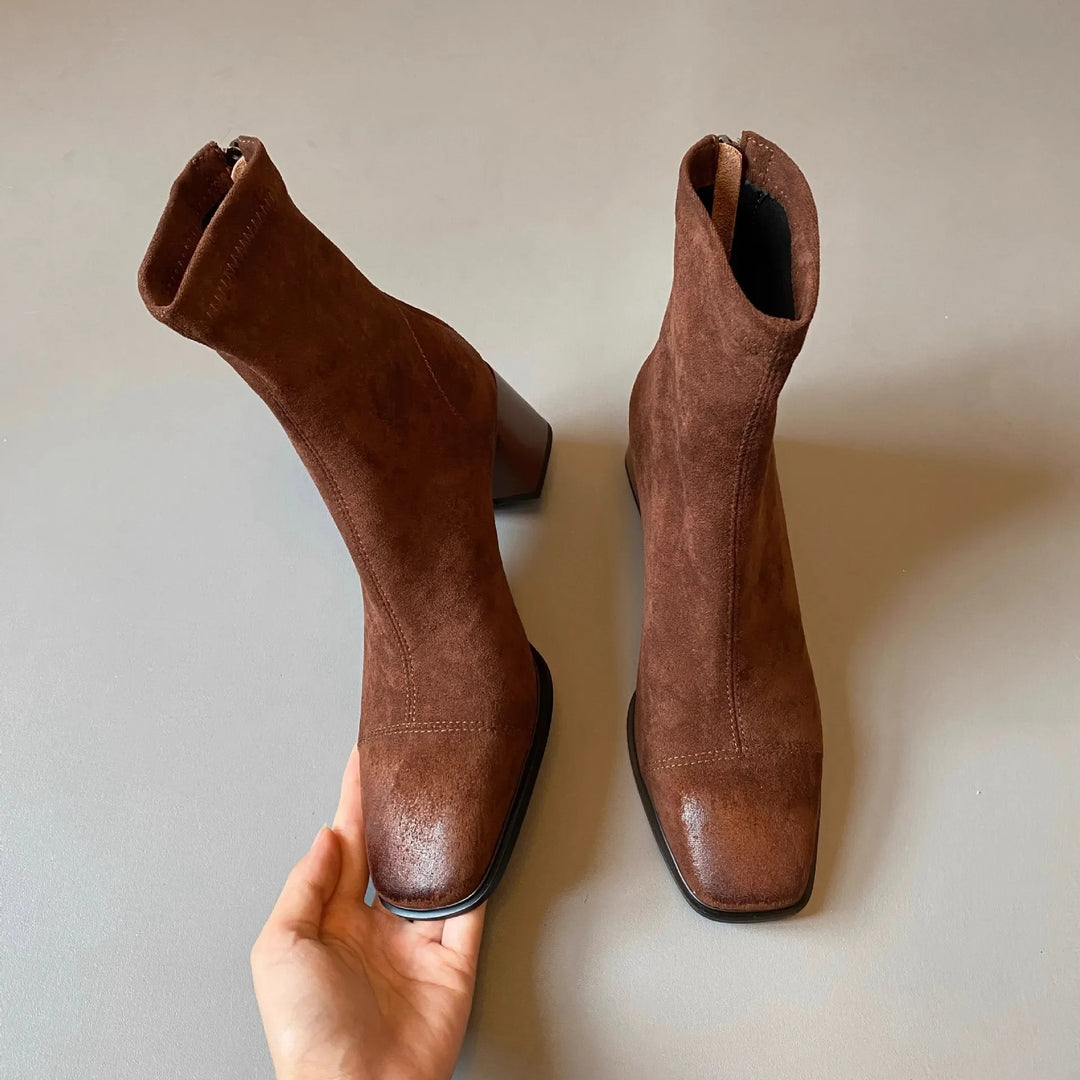 Thick Heel Square Head Boots
