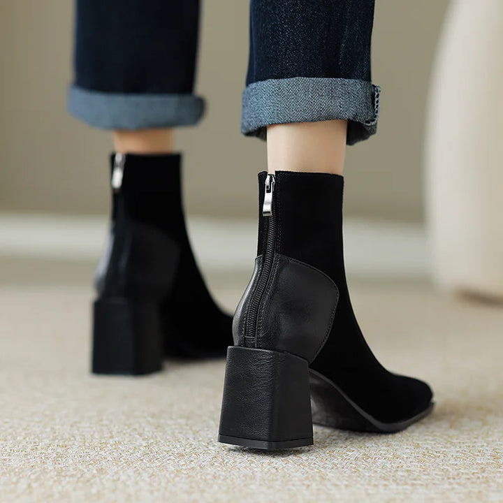 Vintage Square Toe Women Ankle Boots
