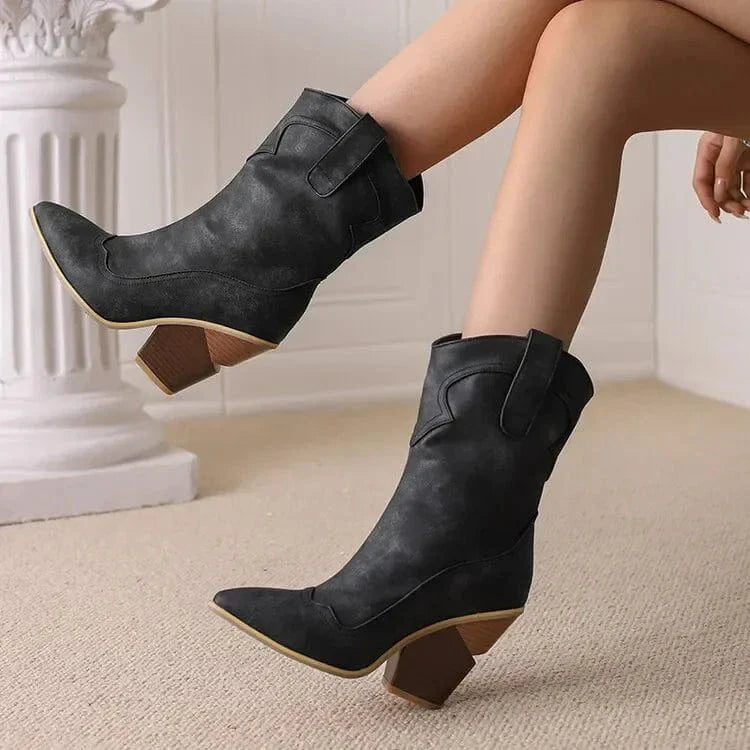 Block Heel Western Boots